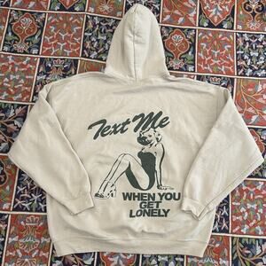 Lonely Ghost Text Me When You Get Money Pin Up Girl Fleece Pullover Hoodie XL
